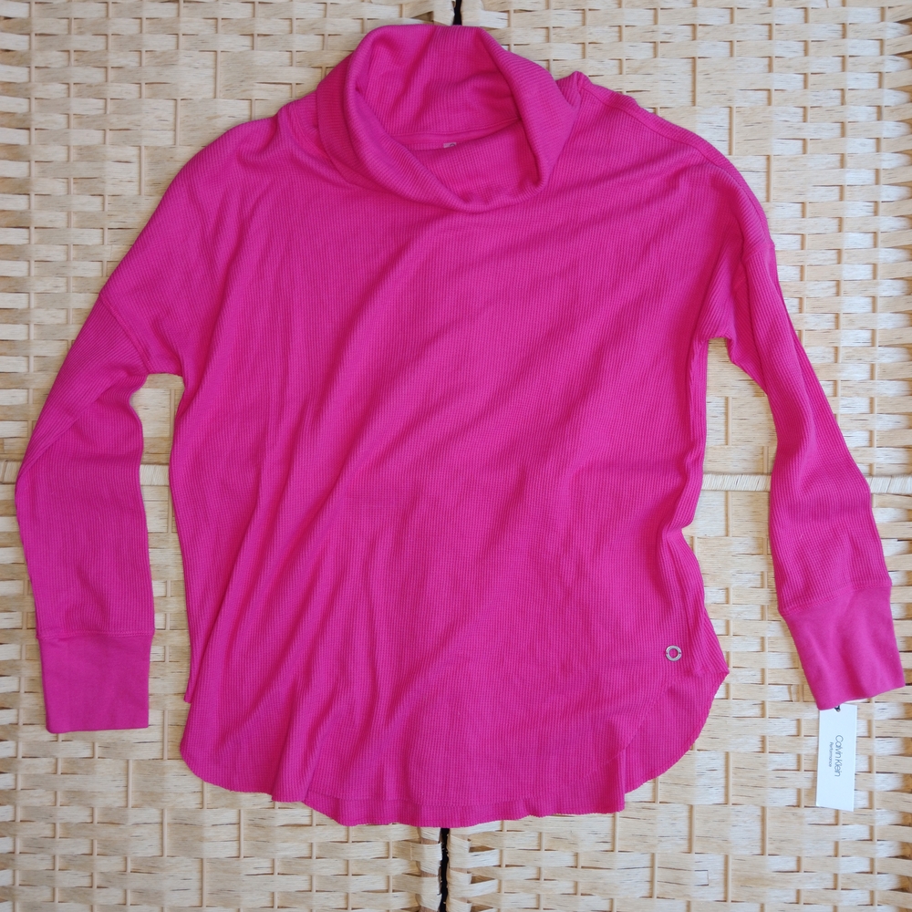 Calvin Klein Thermal Cowl Neck Long Sleeve Top